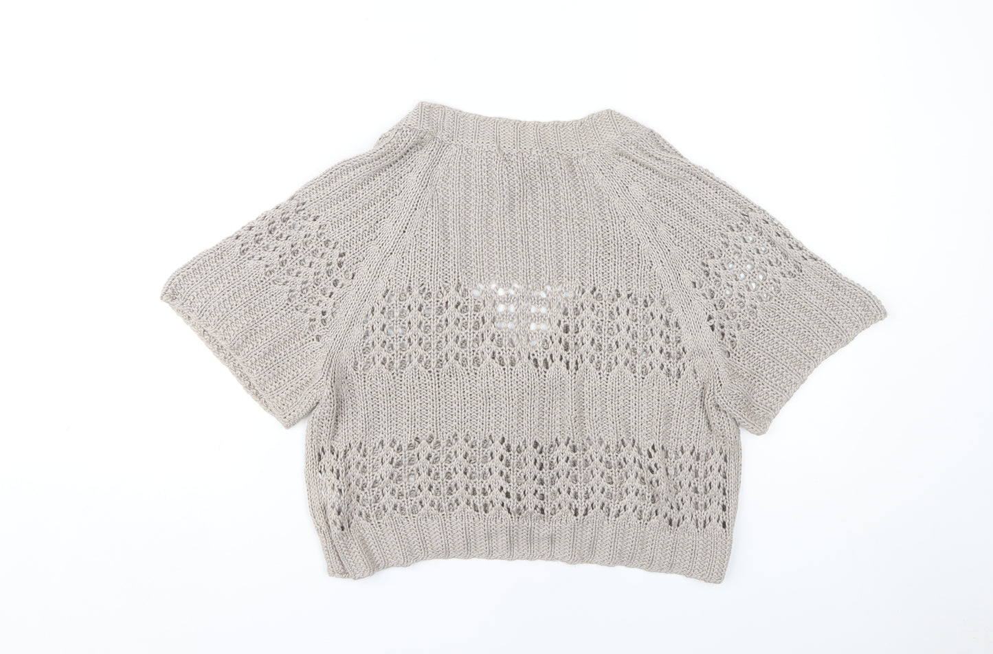 H&M Women's Beige Cardigan M V-Neck Knit Lightweight