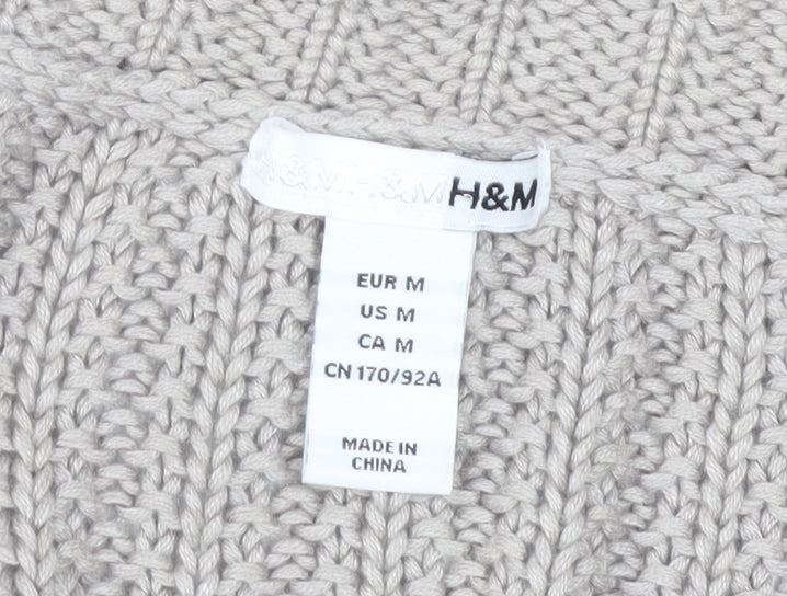 H&M Women's Beige Cardigan M V-Neck Knit Lightweight
