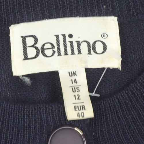Bellino Women's Blue Cardigan, UK 14, Long Sleeve, Knit