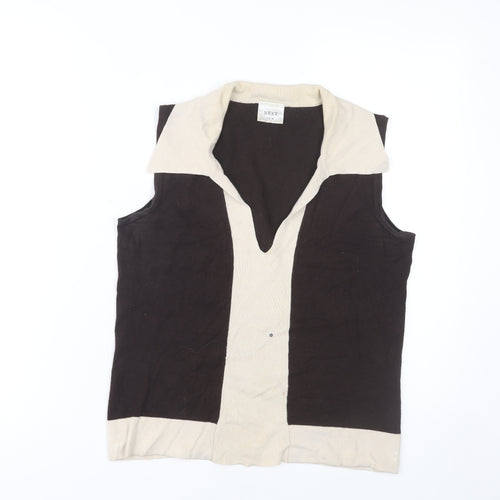 Next Women's Black Beige Sleeveless Colourblock Blouse