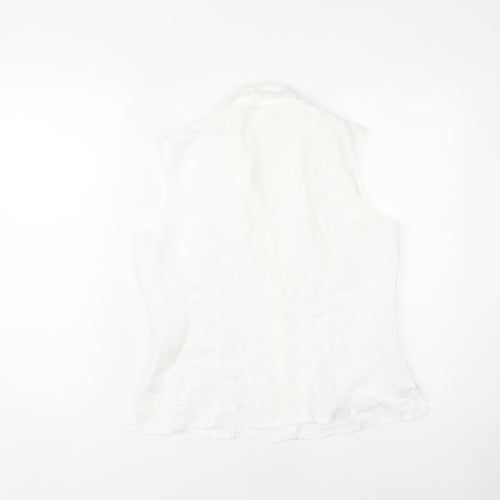 Marks and Spencer Women's White Linen Button-Up, Size 12