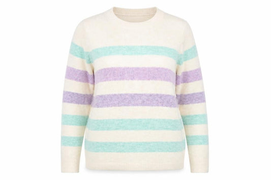 Front view of Bonmarché Women's Multicoloured Striped Jumper, size 12