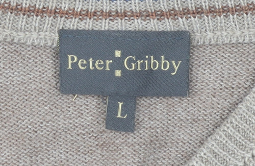 Peter Gribby Men's Beige L Pullover V-Neck Jumper
