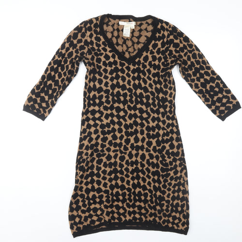 Studio M Women's Brown Animal Print Jumper Dress S