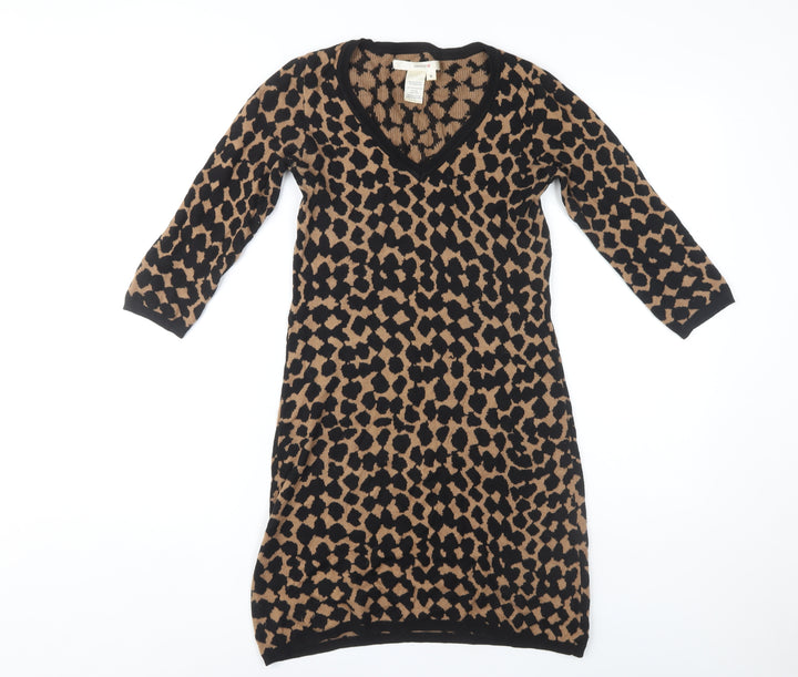 Studio M Women's Brown Animal Print Jumper Dress S