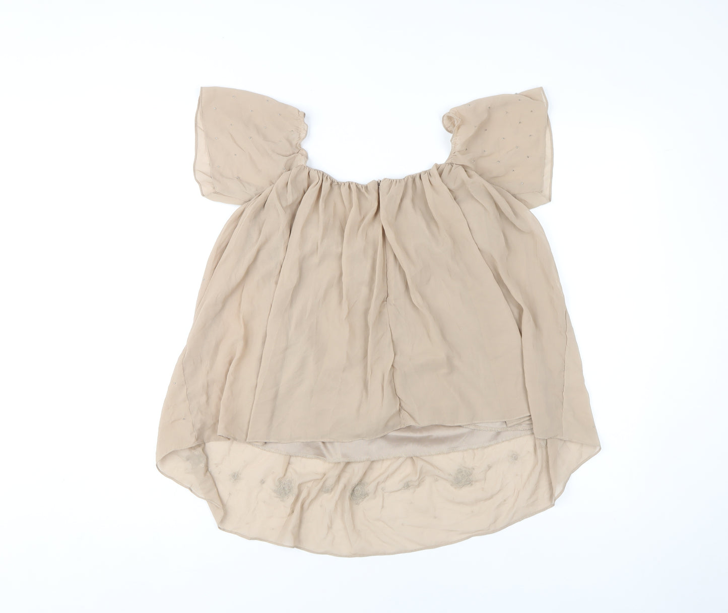 TFNC London Beige Beaded Blouse, Women’s Size 2