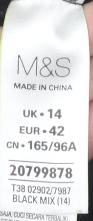 Marks and Spencer Women's Black Open Front Cardigan, Size 14