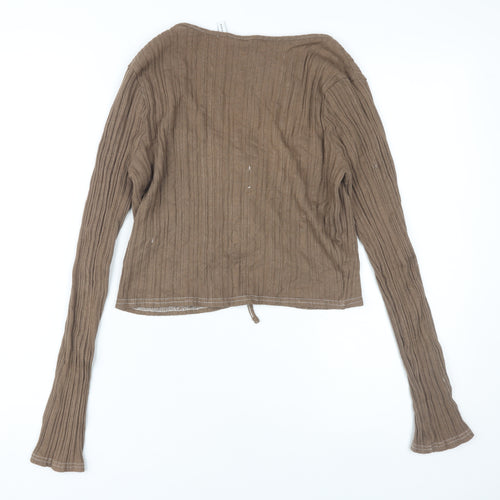 ASOS Women's Brown Cropped V-Neck Blouse, Size 12