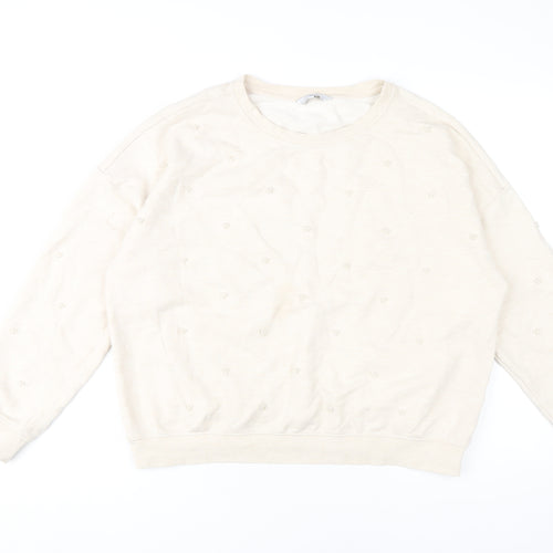 NEXT Women's Beige Embroidered Sweatshirt, Size M