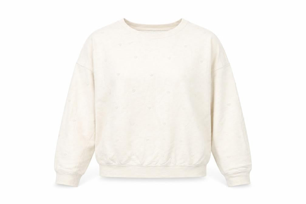 Front view of Next Women's Beige Embroidered Sweatshirt, size M