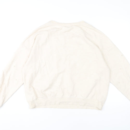NEXT Women's Beige Embroidered Sweatshirt, Size M