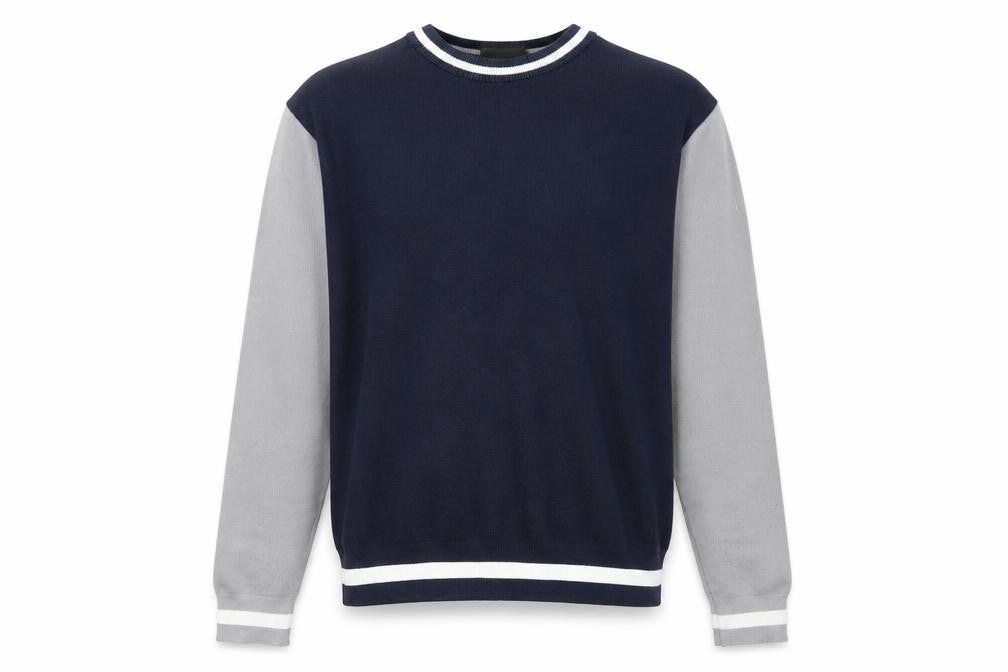 Front view of Breakout Men's Blue & Grey XS jumper