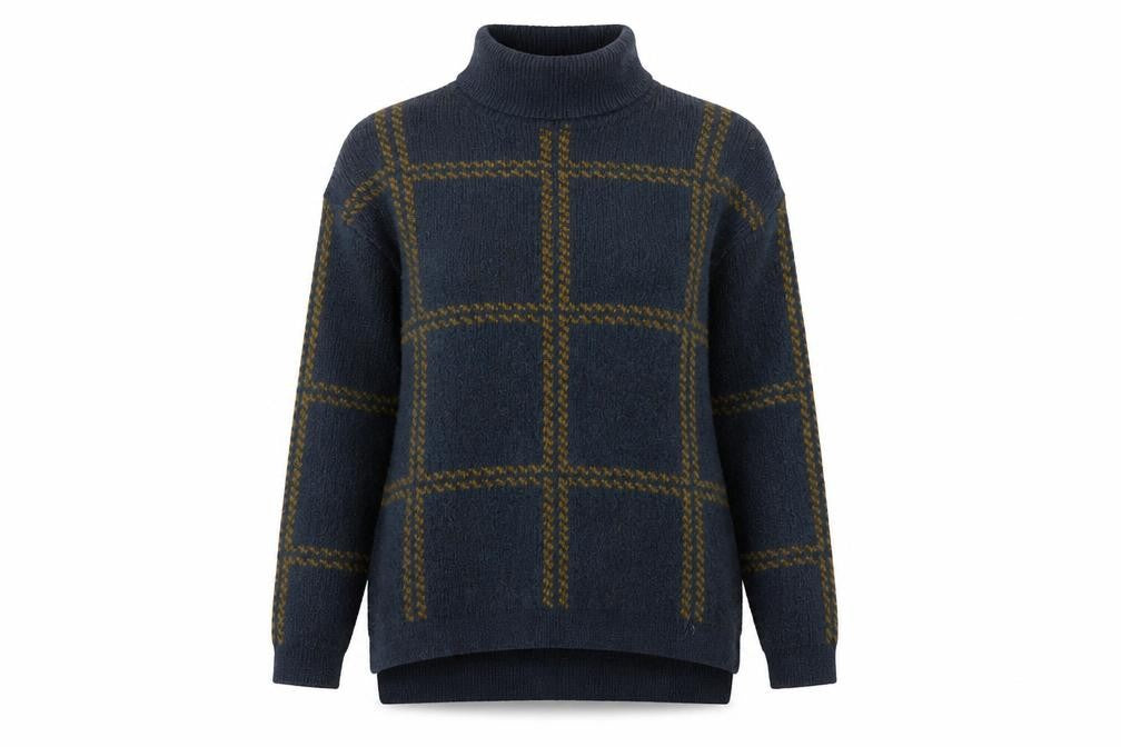 Front view of Next Women's Blue Check jumper, size 8