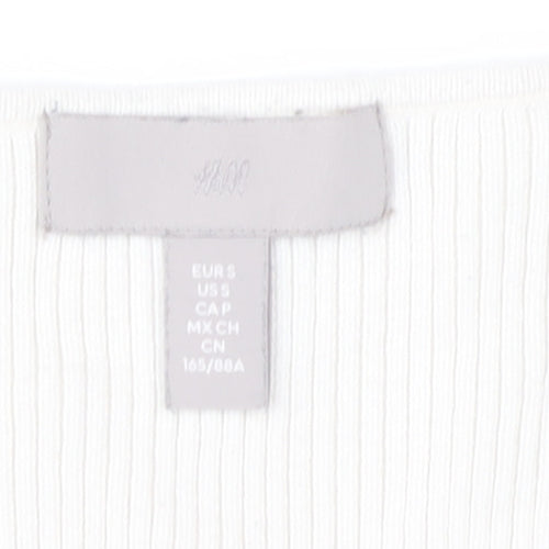 H&M Women's Ivory V-Neck Long Sleeve Knit T-Shirt