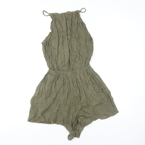 H&M Women’s Green Halter Playsuit, Size 4, Sleeveless