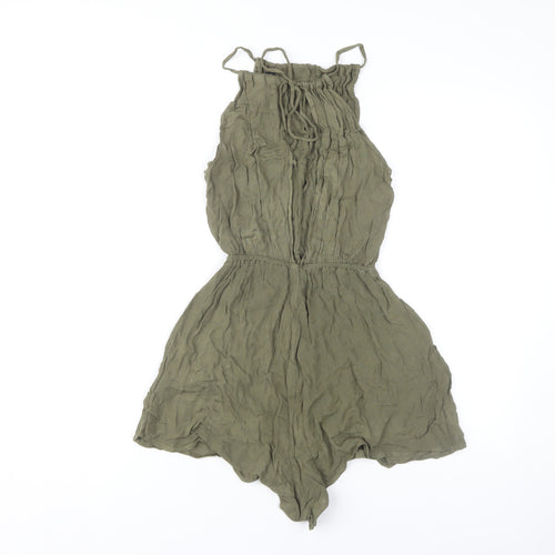 H&M Women’s Green Halter Playsuit, Size 4, Sleeveless