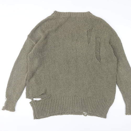 Zara Women's Green V-Neck Pullover Jumper M