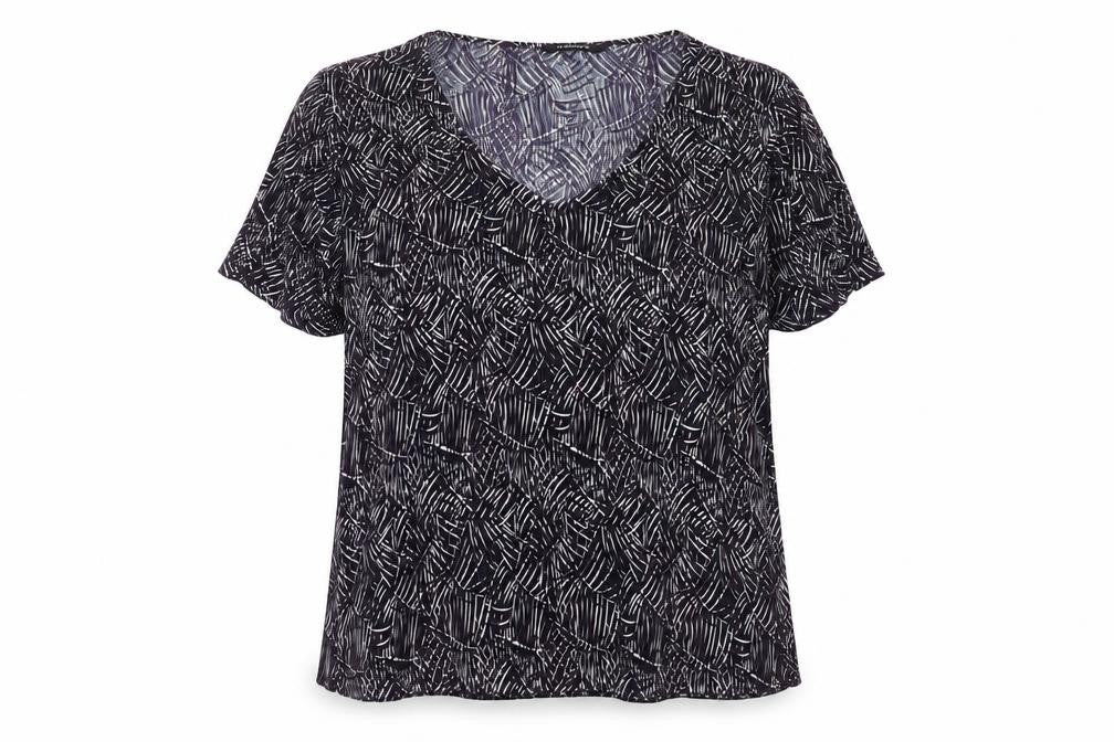 Front view of Essence Women's Multicoloured Geometric T-Shirt, size 22