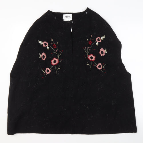 Afibel Women's Black Cape, Size 10/12, Embroidered Floral