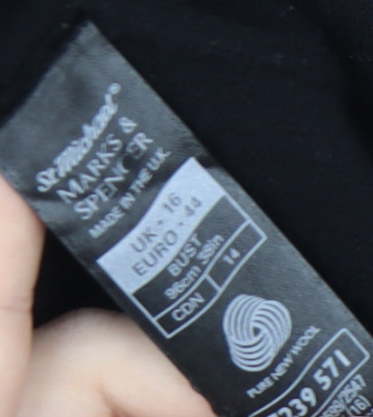 Marks and Spencer Women's Black Wool Cardigan Size 16