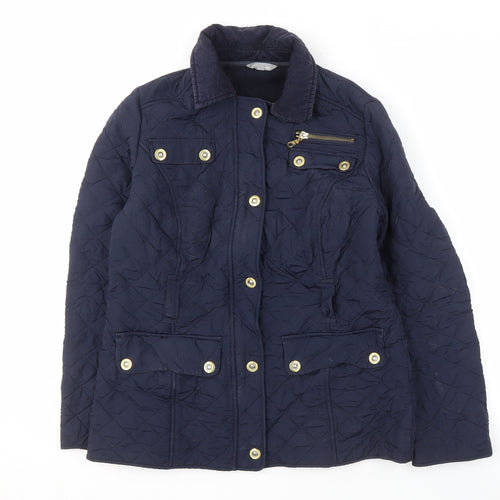 Marks and Spencer Women's Blue Quilted Jacket Size 10