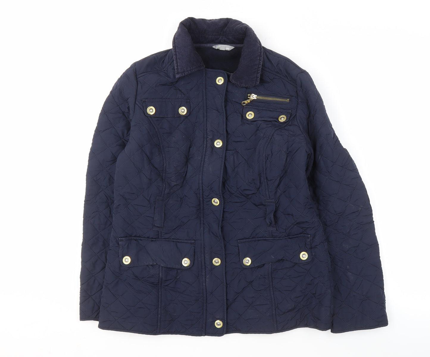 Marks and Spencer Women's Blue Quilted Jacket Size 10
