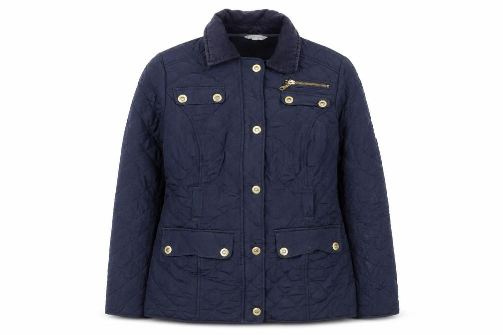 Front view of Marks & Spencer Women's Blue Quilted Jacket, size 10