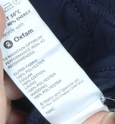 Marks and Spencer Women's Blue Quilted Jacket Size 10
