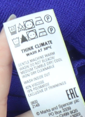 Marks and Spencer Women's Purple Mock Neck Jumper Size 10