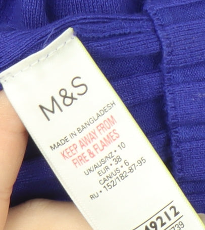 Marks and Spencer Women's Purple Mock Neck Jumper Size 10