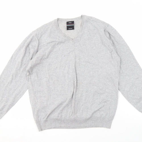 Next Men's Grey V-Neck Jumper, Size M