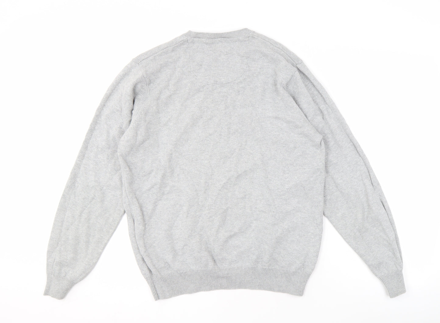 Marks and Spencer Men’s Grey V-Neck Cotton Pullover Jumper