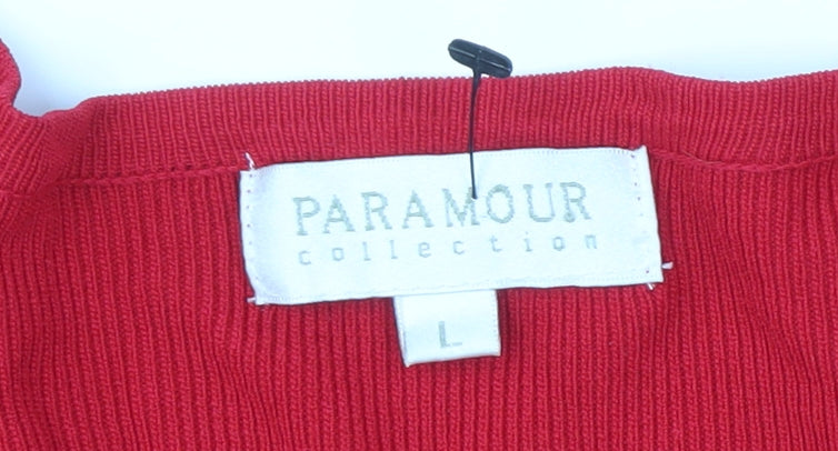 Paramour Collection Red V-Neck Cardigan Women's L