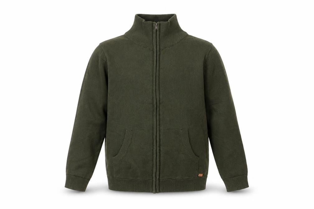 Front view of Mango boys’ green zip jacket 7-8 years with pockets