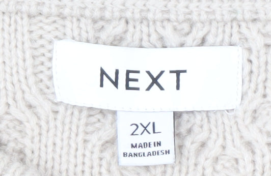 Next Men's Beige 2XL Cable-Knit Pullover Jumper