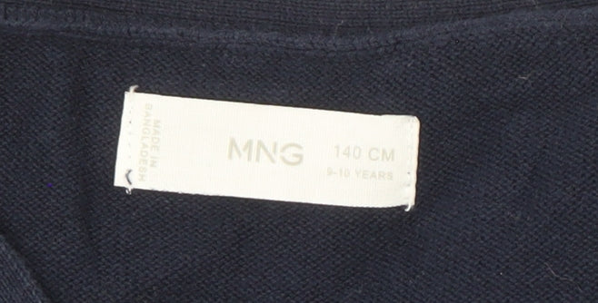 MNG Boys Blue Cardigan - Size 10 Years, V-Neck, Cotton