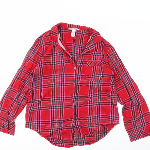 Victoria's Secret Women's Red Plaid Pyjama Top M