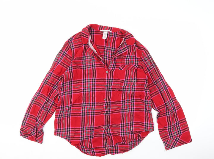 Victoria's Secret Women's Red Plaid Pyjama Top M