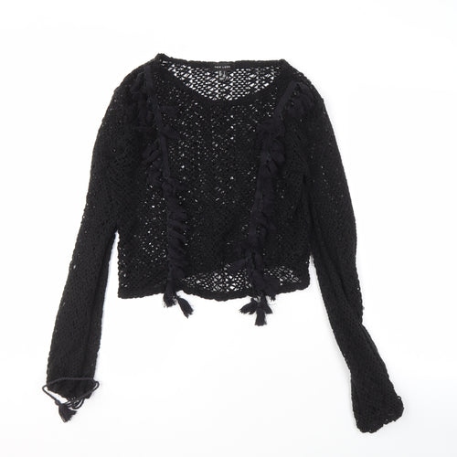 New Look Women's Black Crochet Cardigan S