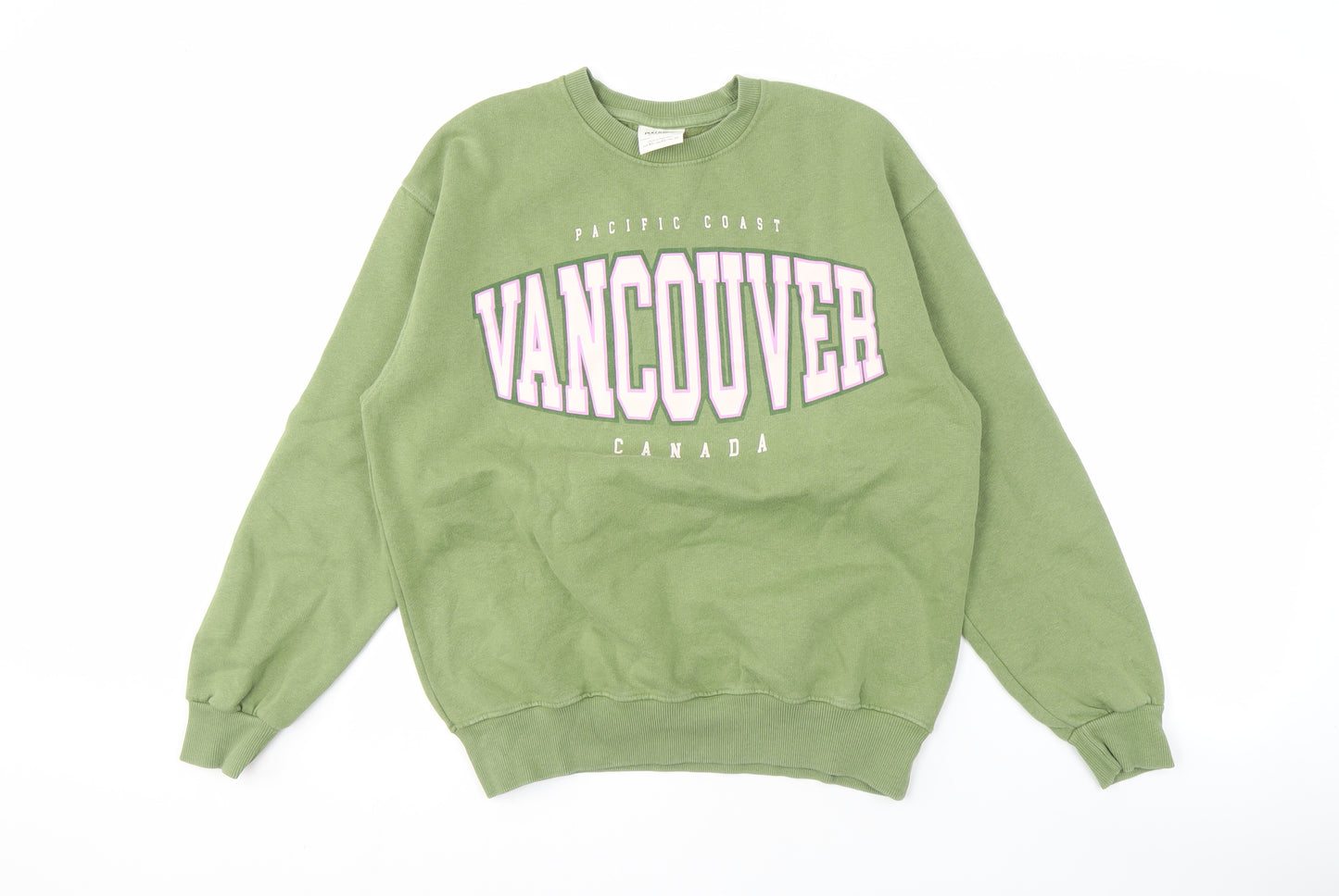 Pull & Bear Unisex Green Logo Pullover Sweatshirt XS