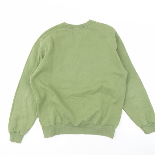 Pull & Bear Unisex Green Logo Pullover Sweatshirt XS