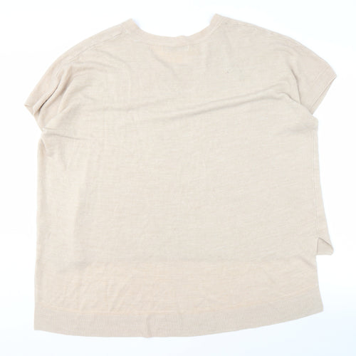 Very Women's Beige Cotton Pullover Jumper V-Neck Size 16-18