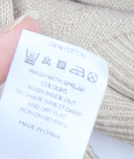 Very Women's Beige Cotton Pullover Jumper V-Neck Size 16-18