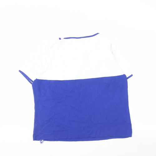 Roman Women's XL Blue White Embroidered Blouse
