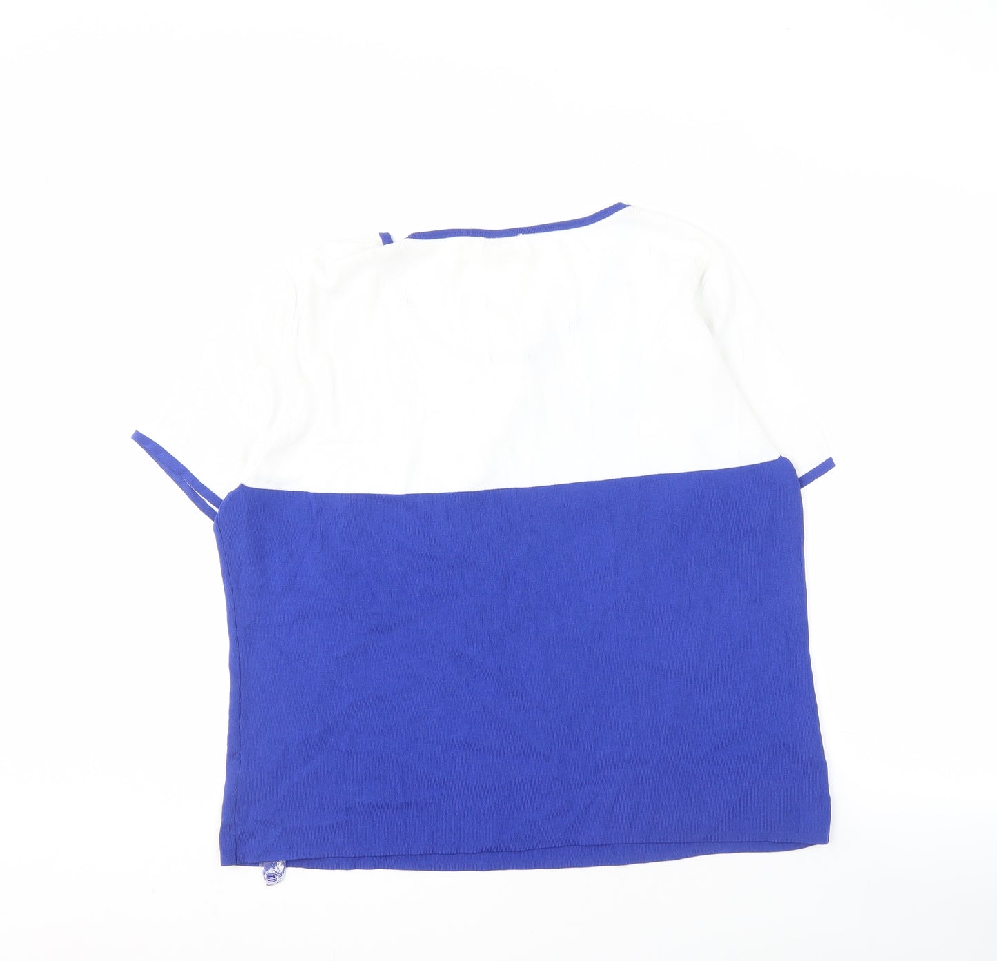 Roman Women's XL Blue White Embroidered Blouse