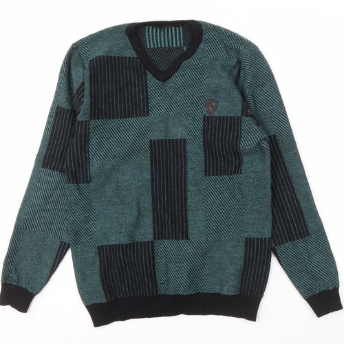 Ozoo Men's Green V-Neck Pullover Jumper Size S