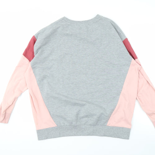 New Look Women's Grey Pink Colourblock Pullover Sweatshirt S