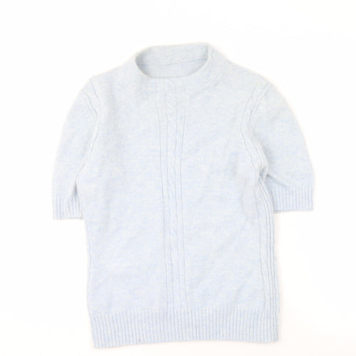 Marks and Spencer Women's Blue High Neck Jumper Size 12