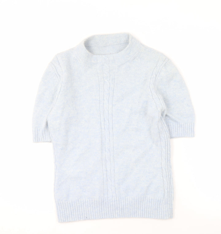 Marks and Spencer Women's Blue High Neck Jumper Size 12
