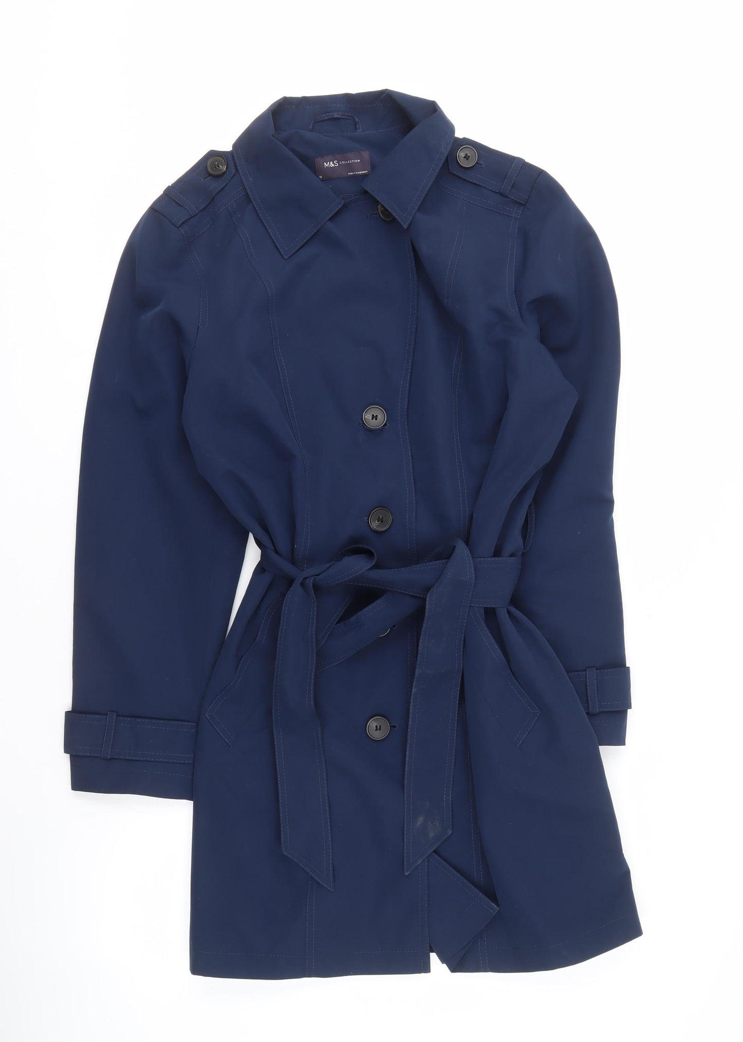 Marks and Spencer Women's Blue Trench Coat Size 16